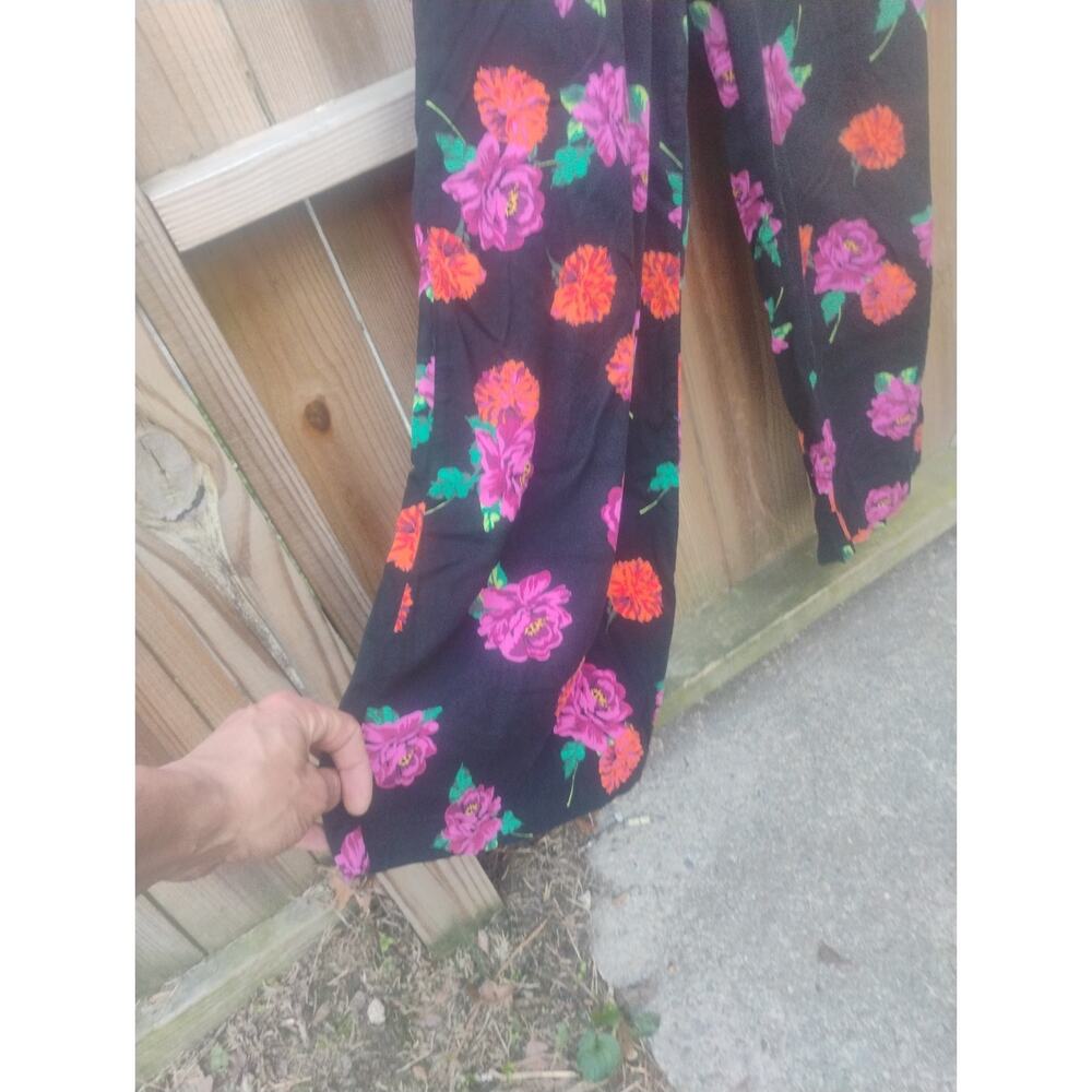 Torrid Black Floral Off The Shoulder Challis Wide Leg Jumpsuit Cottage Size 00 - Picture 11 of 13
